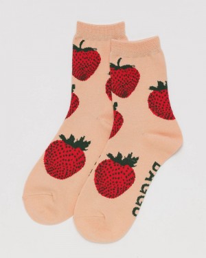 Baggu Crew Socks Coral | 0872-YNLOW