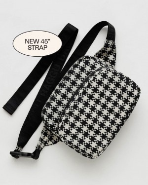 Baggu Fanny Pack Travel Bags Black White | 2107-SWCGZ