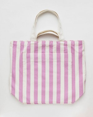 Baggu Giant Pocket Tote Bags Pink White | 8247-RZWTJ