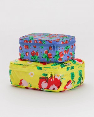 Baggu Packing Cube Set Pouches Blue Yellow | 0753-VALMN