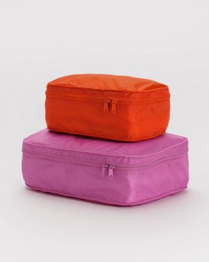 Baggu Packing Cube Set Pouches Pink Red | 5637-HASDG