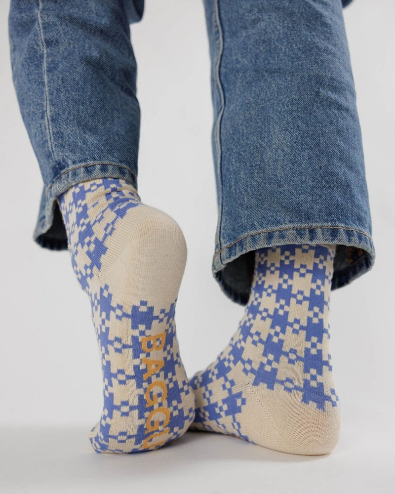 Baggu Crew Socks Blue | 3829-SFWLG