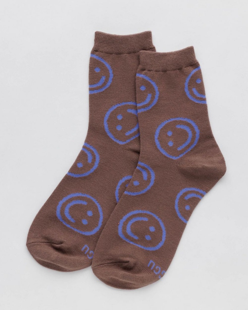 Baggu Crew Socks Brown | 4356-DXIFO