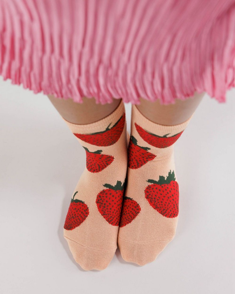 Baggu Crew Socks Coral | 0872-YNLOW