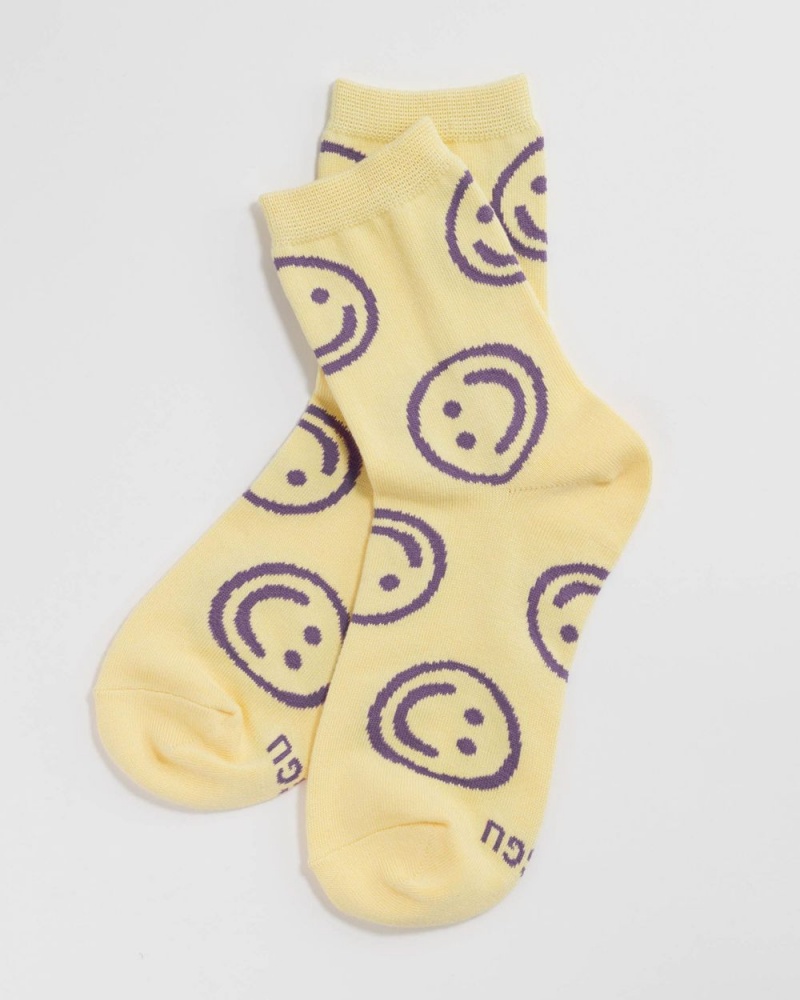 Baggu Crew Socks Yellow | 3897-QEHWC