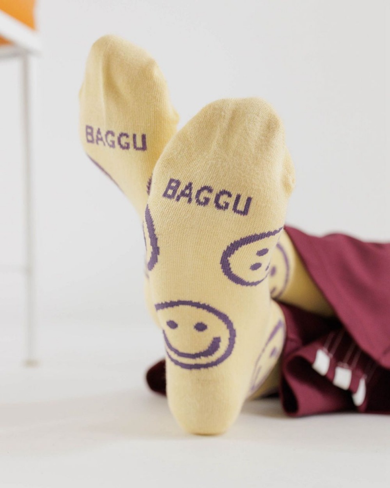 Baggu Crew Socks Yellow | 3897-QEHWC