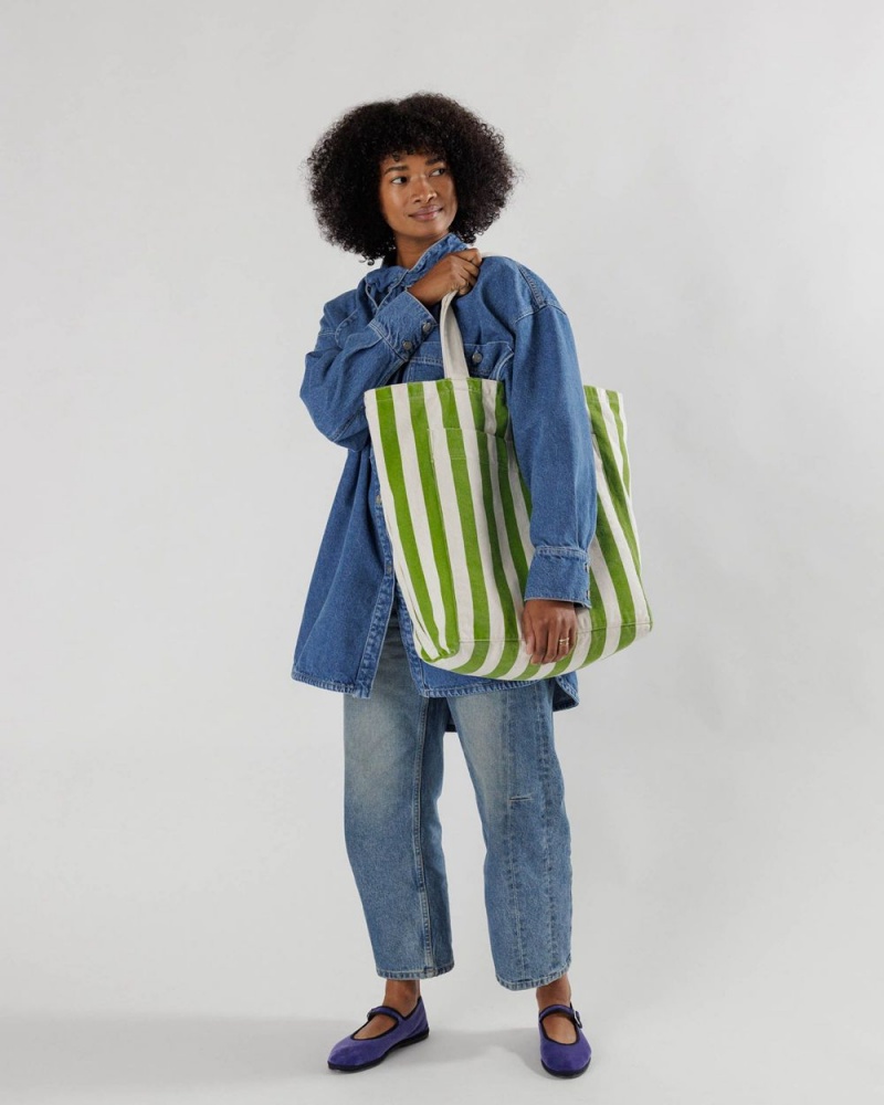 Baggu Giant Pocket Tote Bags Green White | 6079-ISHQT