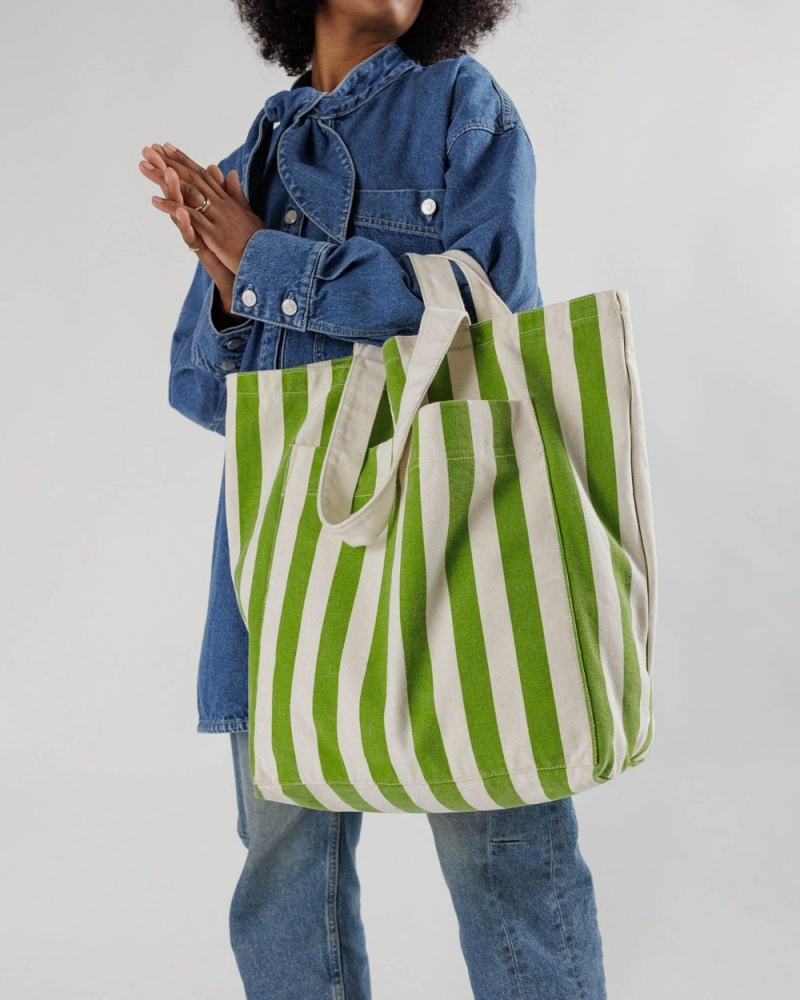 Baggu Giant Pocket Tote Bags Green White | 6079-ISHQT