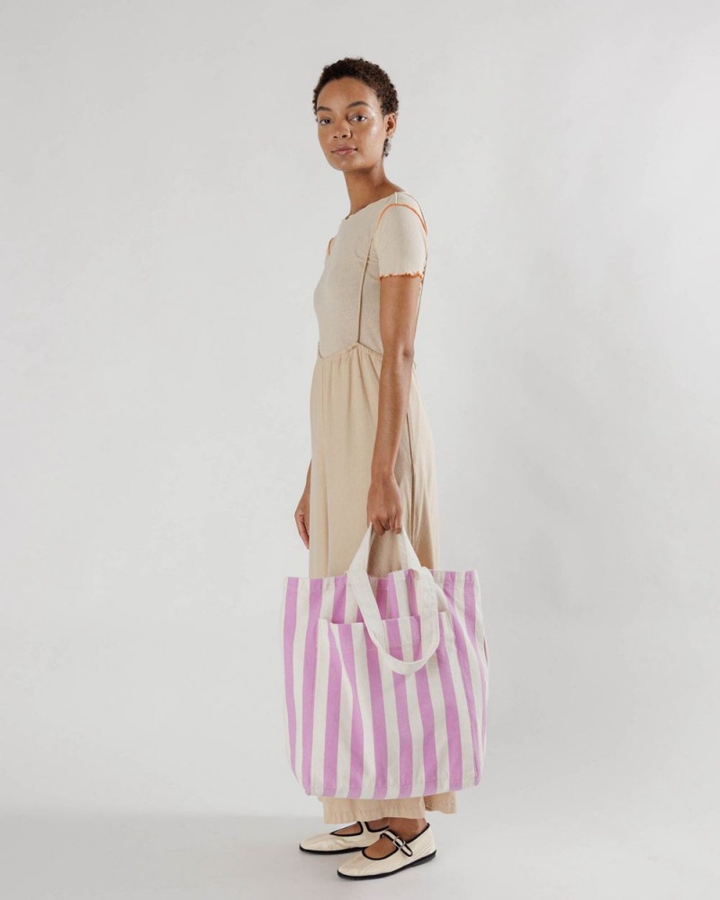 Baggu Giant Pocket Tote Bags Pink White | 8247-RZWTJ