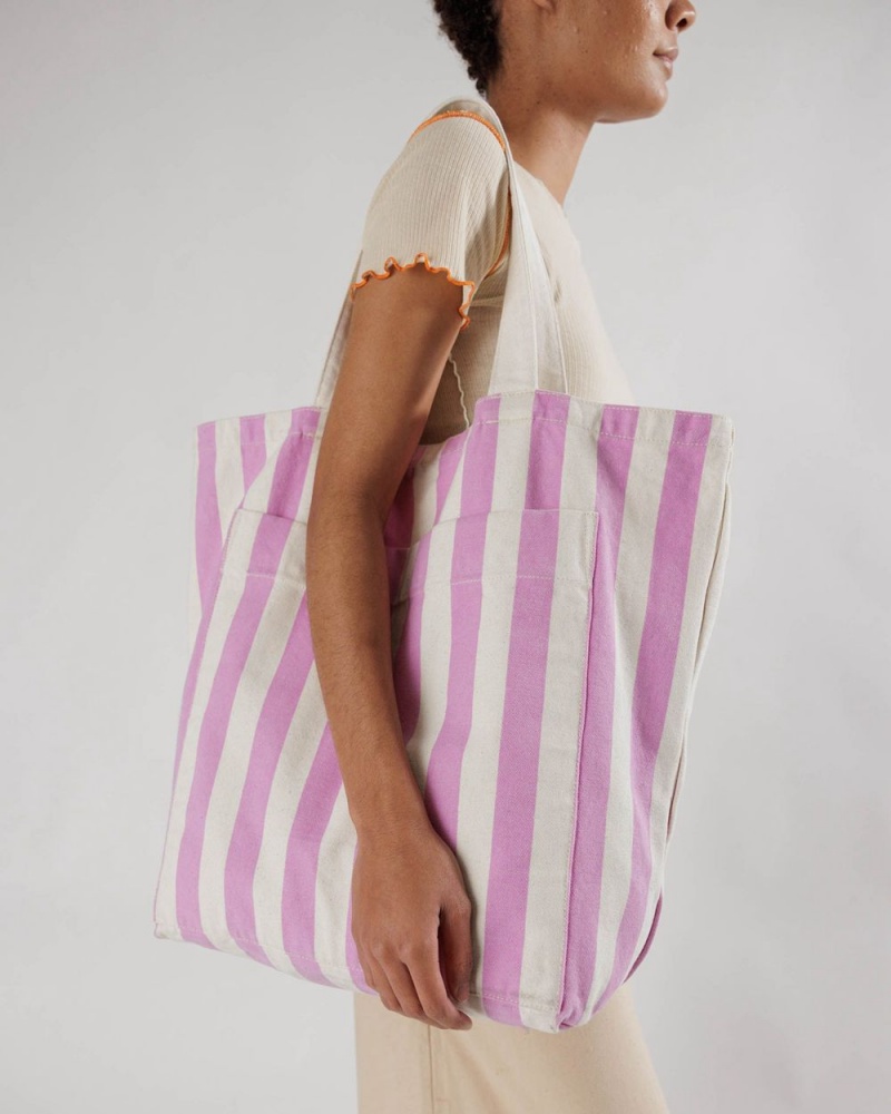 Baggu Giant Pocket Tote Bags Pink White | 8247-RZWTJ