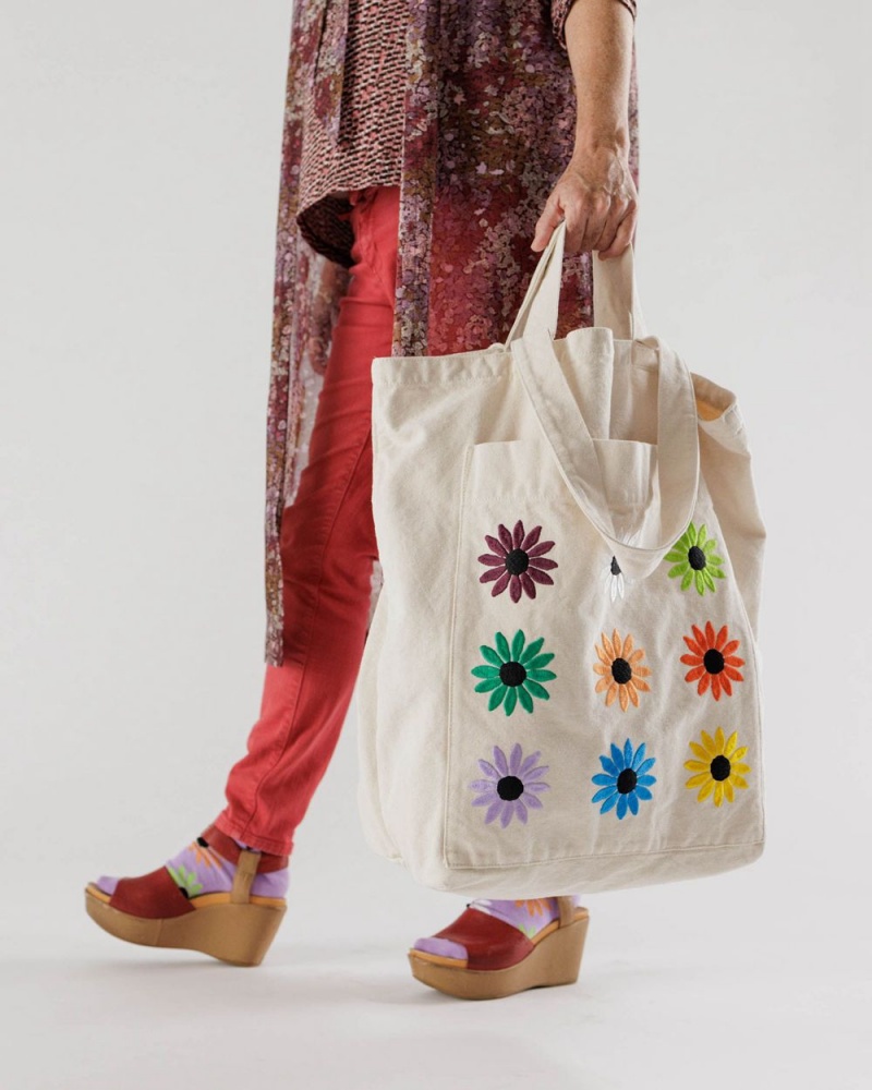 Baggu Giant Pocket Tote Bags White | 3106-WDFJE