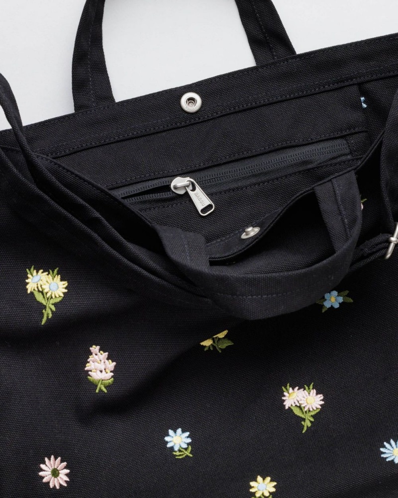 Baggu Horizontal Duck Tote Bags Black | 7542-FNXZY