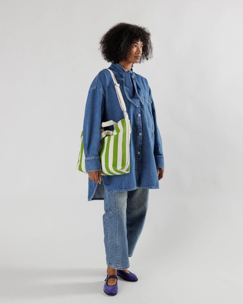 Baggu Horizontal Zip Duck Tote Bags Green White | 1867-ONQVD