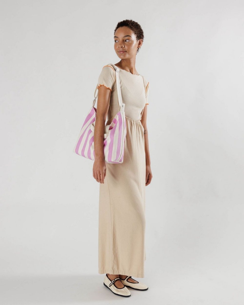 Baggu Horizontal Zip Duck Tote Bags Pink White | 2457-GTSNY