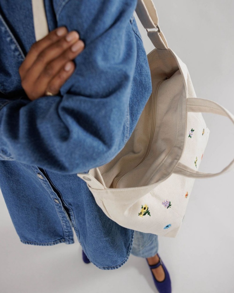 Baggu Horizontal Zip Duck Tote Bags White | 7860-TYUVD