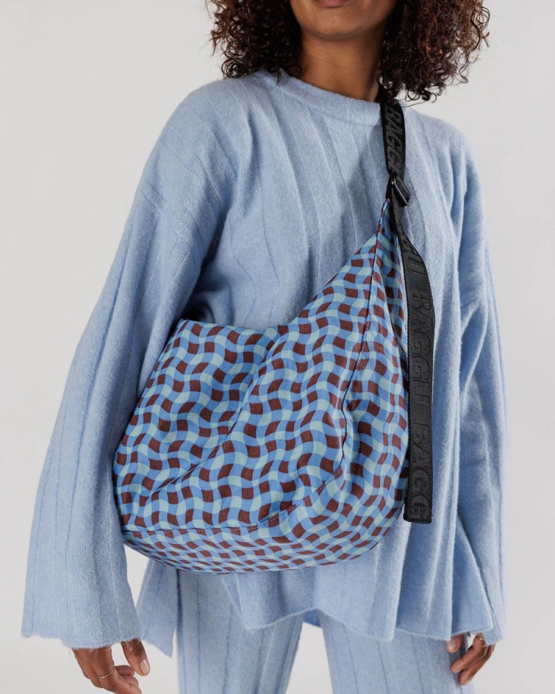 Baggu Large Nylon Crescent Crossbody Bags Blue | 7034-JYLZF