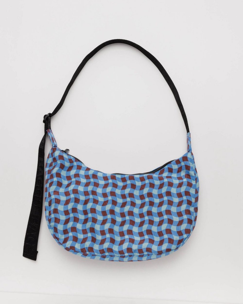 Baggu Medium Nylon Crescent Crossbody Bags Blue | 7124-KFMRT