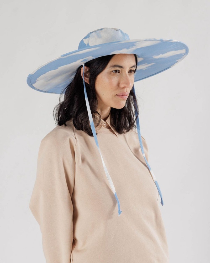 Baggu Packable Sun Hats Blue White | 1367-DPIVC