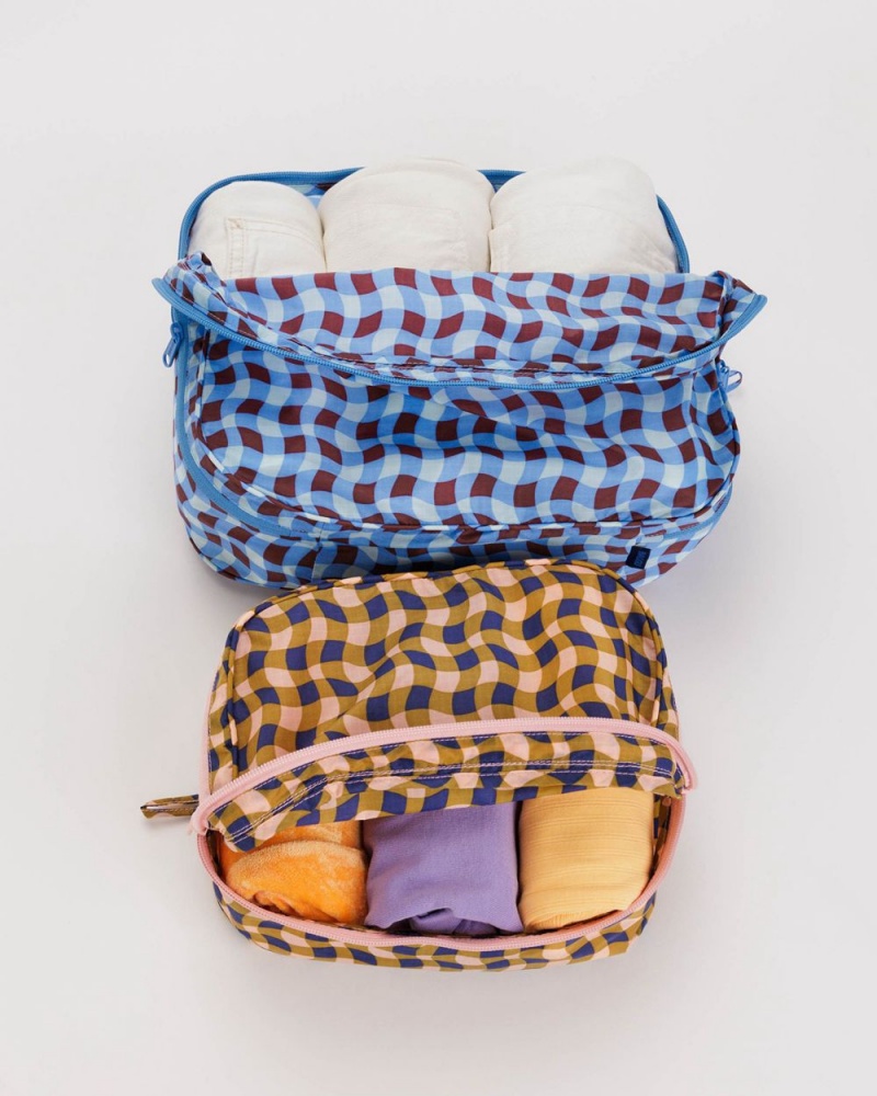 Baggu Packing Cube Set Pouches Blue Brown | 6821-ESJCU