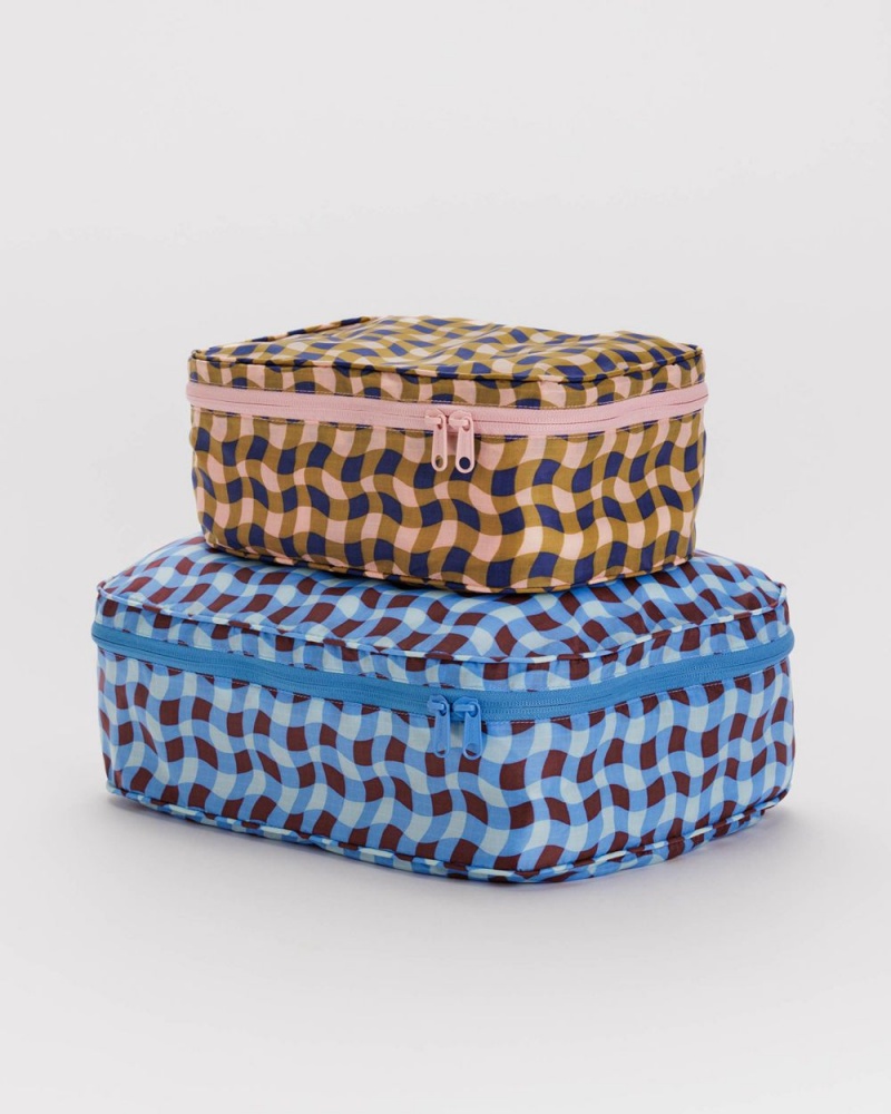 Baggu Packing Cube Set Pouches Blue Brown | 6821-ESJCU