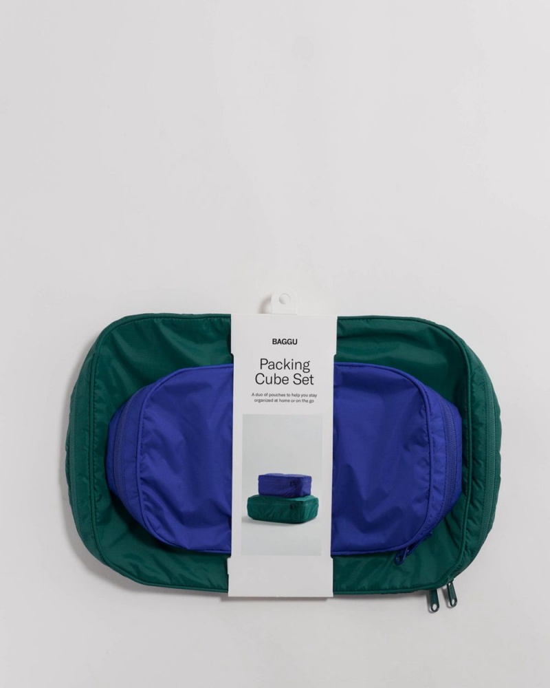 Baggu Packing Cube Set Pouches Blue Green | 8197-BHISD