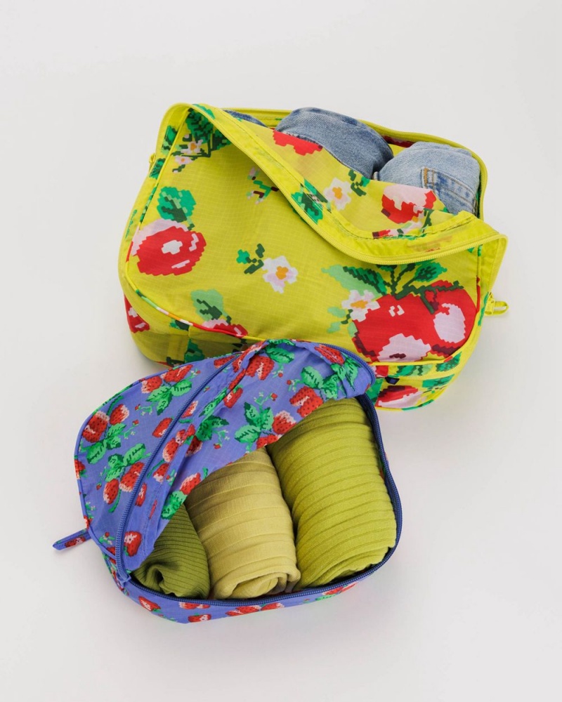 Baggu Packing Cube Set Pouches Blue Yellow | 0753-VALMN