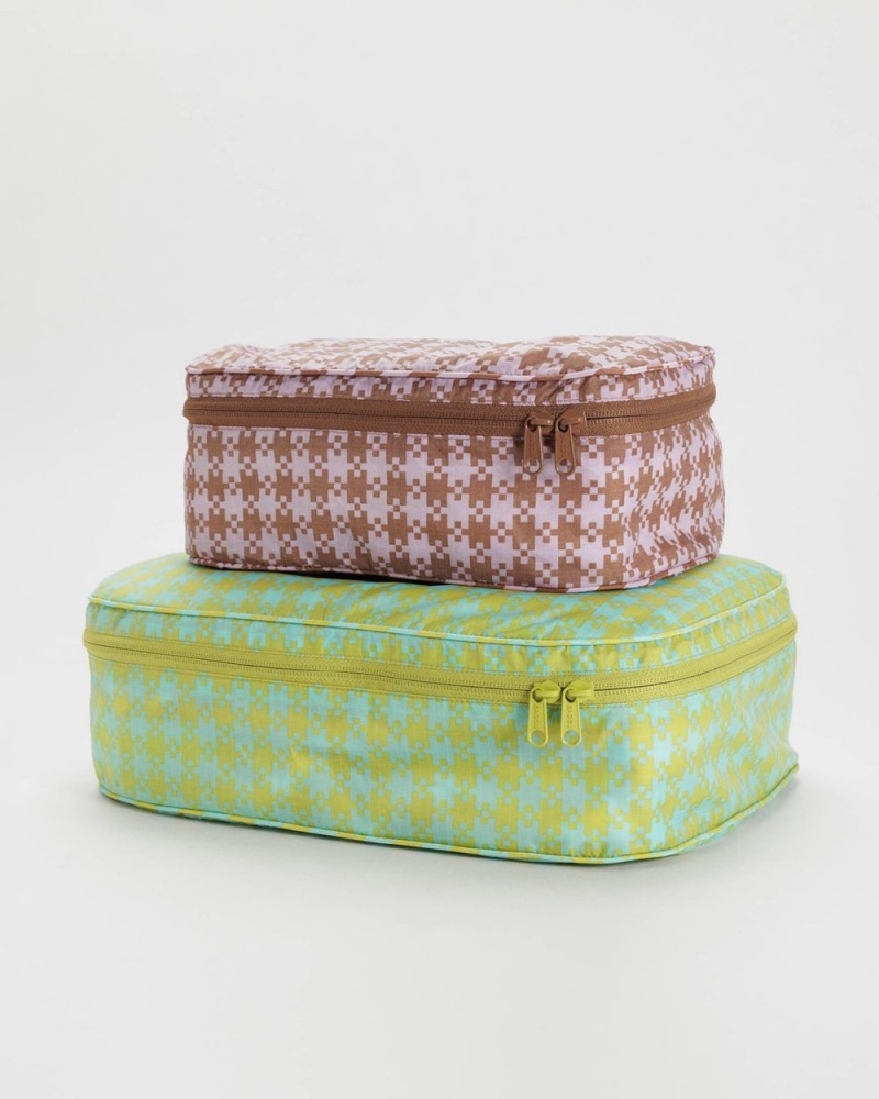 Baggu Packing Cube Set Pouches Green Brown | 8012-VETGM