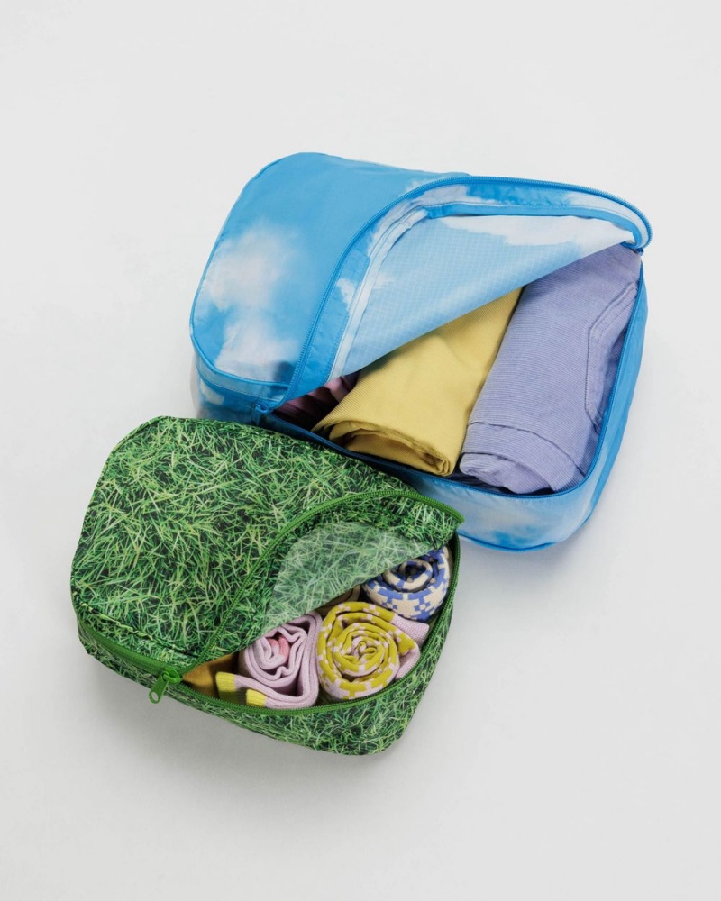 Baggu Packing Cube Set Travel Bags Green Blue | 9265-IDWQE