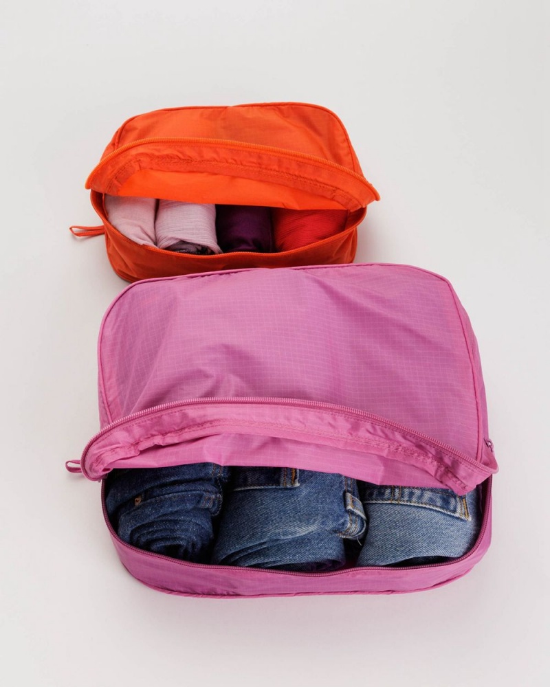 Baggu Packing Cube Set Travel Bags Pink Red | 7065-VZGPK