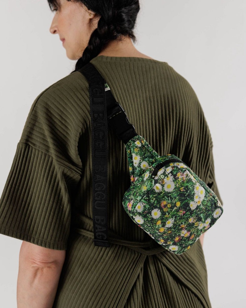 Baggu Puffy Fanny Pack Crossbody Bags Green | 7380-CSXVT