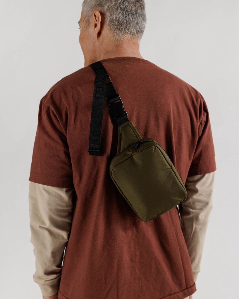 Baggu Puffy Fanny Pack Crossbody Bags Olive | 7895-NJRZA