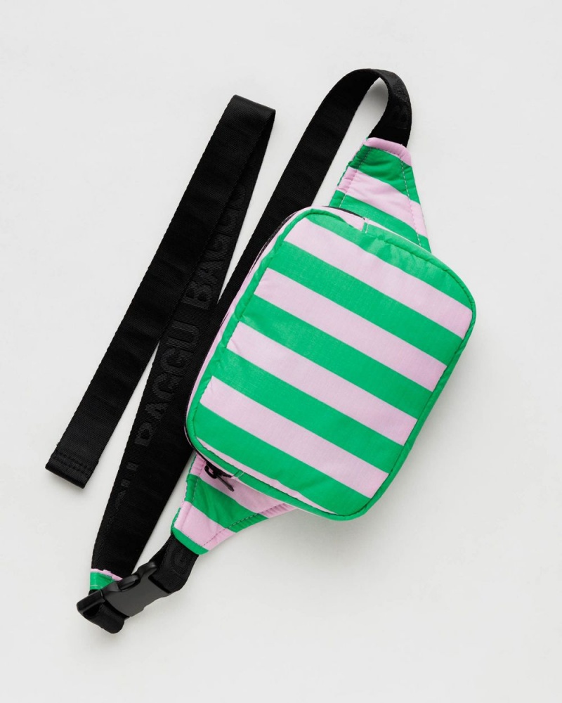 Baggu Puffy Fanny Pack Crossbody Bags Pink Green | 5861-PJGQK