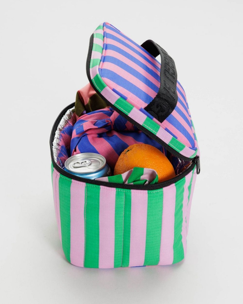 Baggu Puffy Lunch Bags Pink Green | 3570-ITZLD