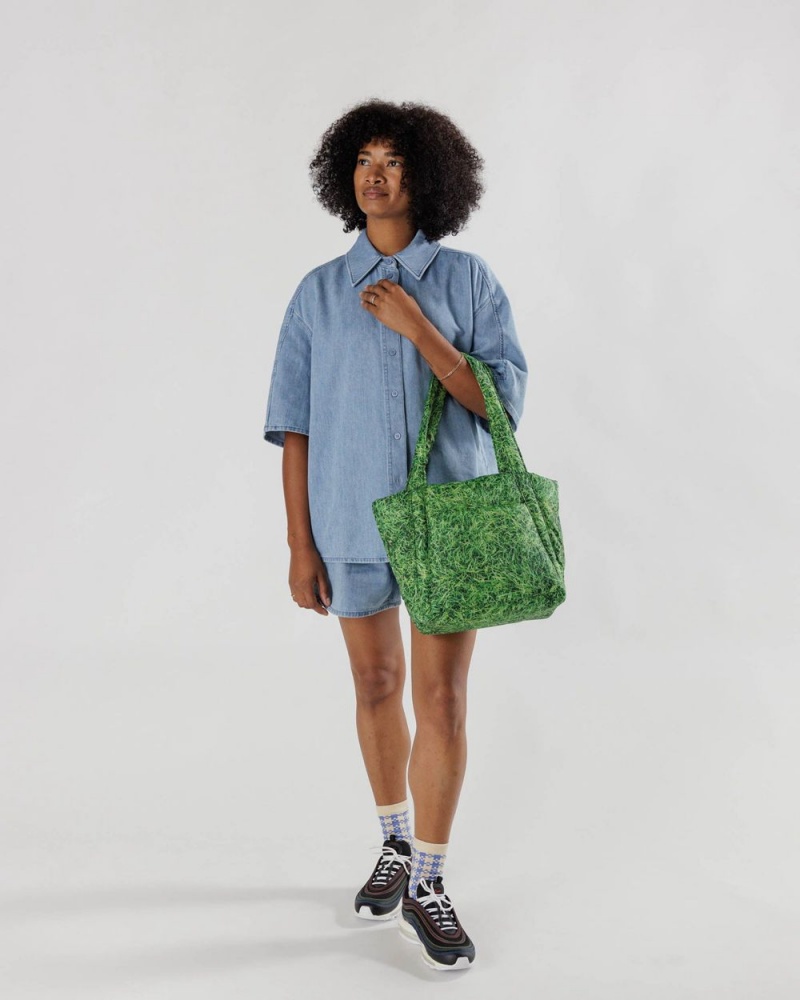 Baggu Puffy Mini Tote Bags Green | 2754-QYWDP