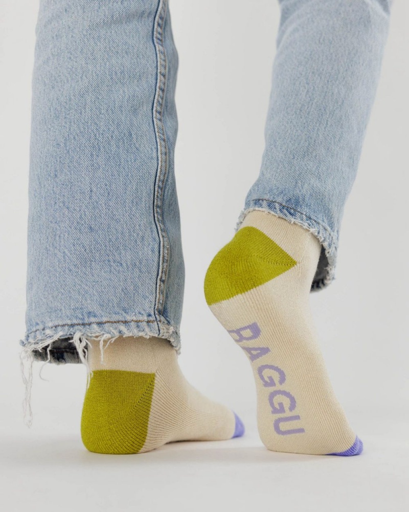 Baggu Ribbed Socks Beige | 1493-RKXDA