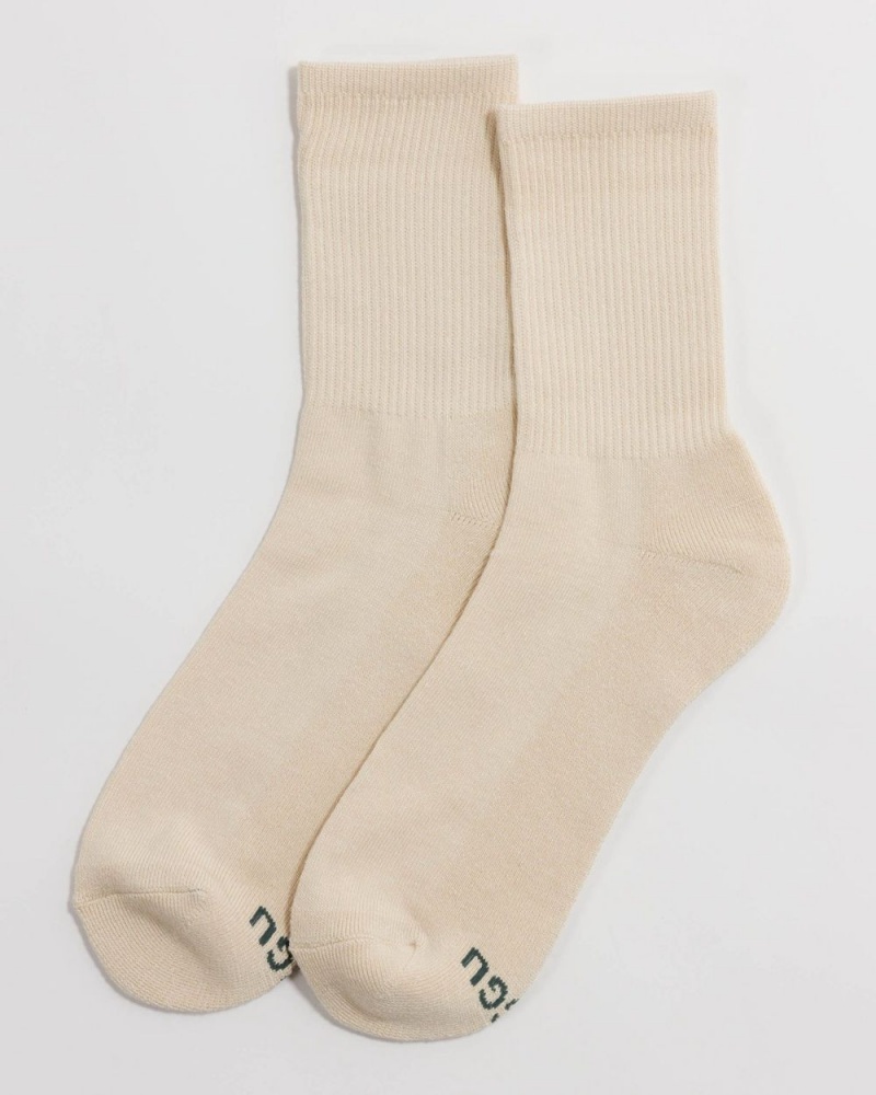 Baggu Ribbed Socks Beige | 8430-QLIGZ