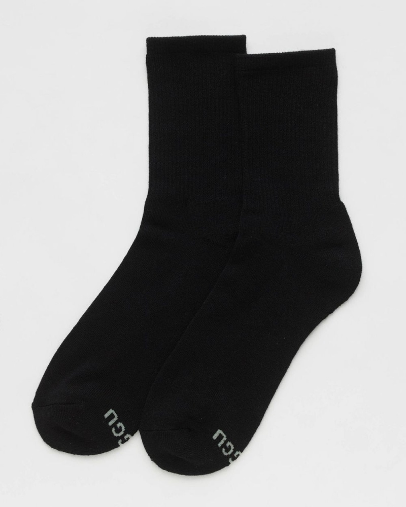 Baggu Ribbed Socks Black | 0563-HEDTI