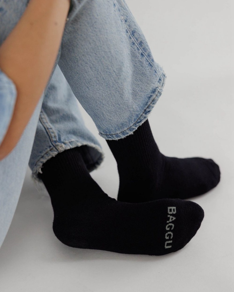 Baggu Ribbed Socks Black | 0563-HEDTI