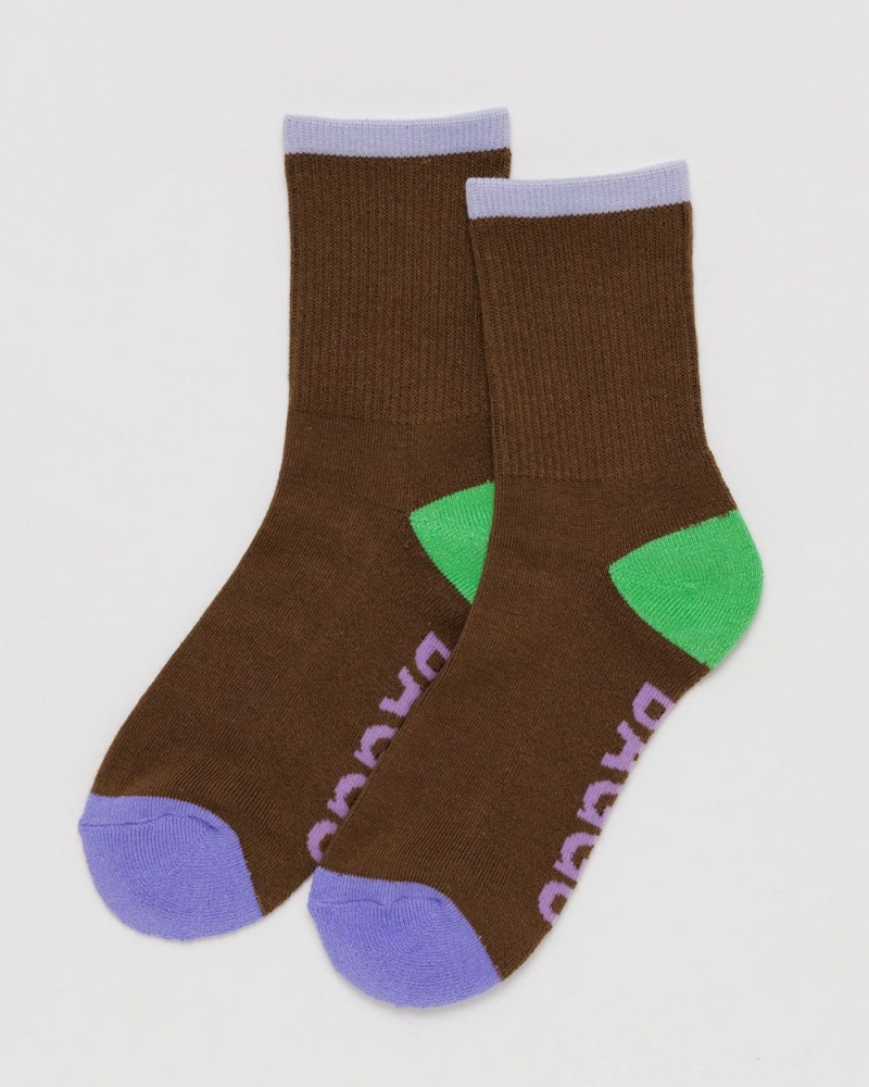 Baggu Ribbed Socks Brown | 1967-KBWVQ