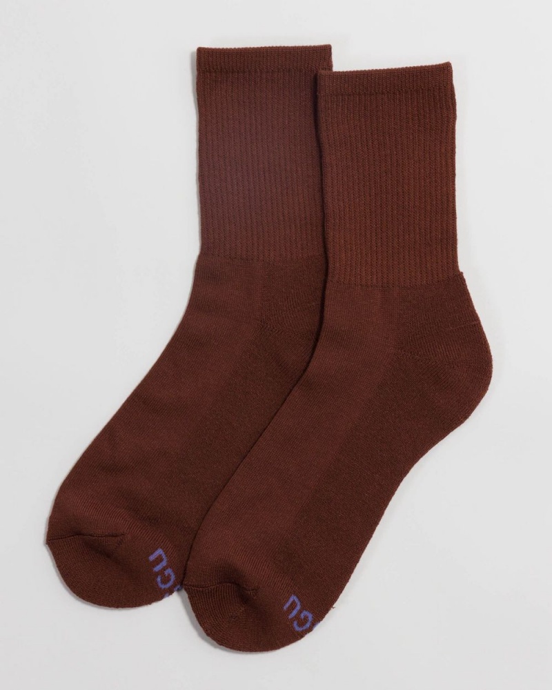 Baggu Ribbed Socks Burgundy | 4607-KGWJH