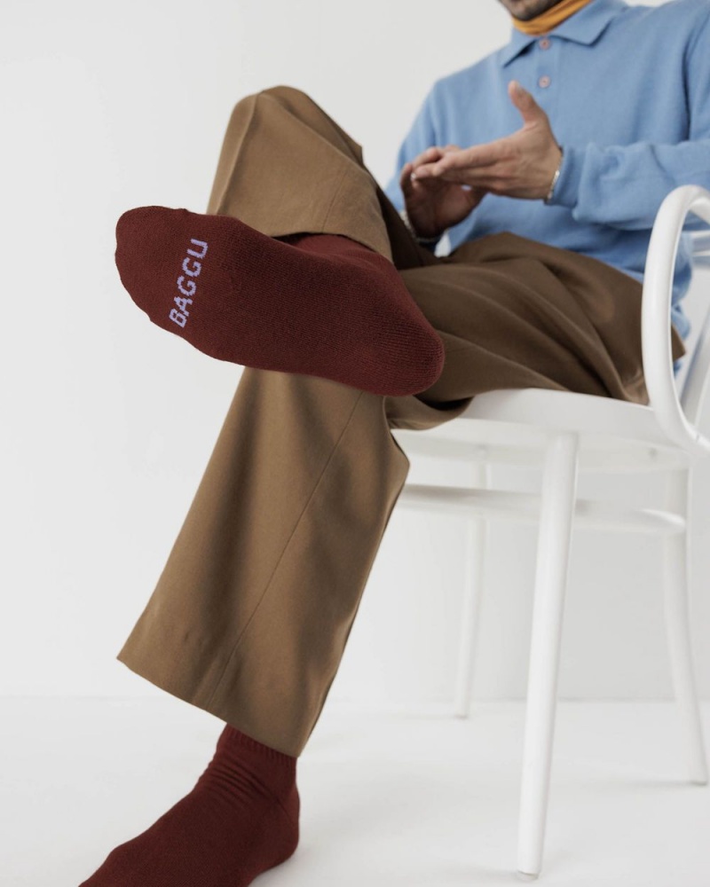 Baggu Ribbed Socks Burgundy | 4607-KGWJH