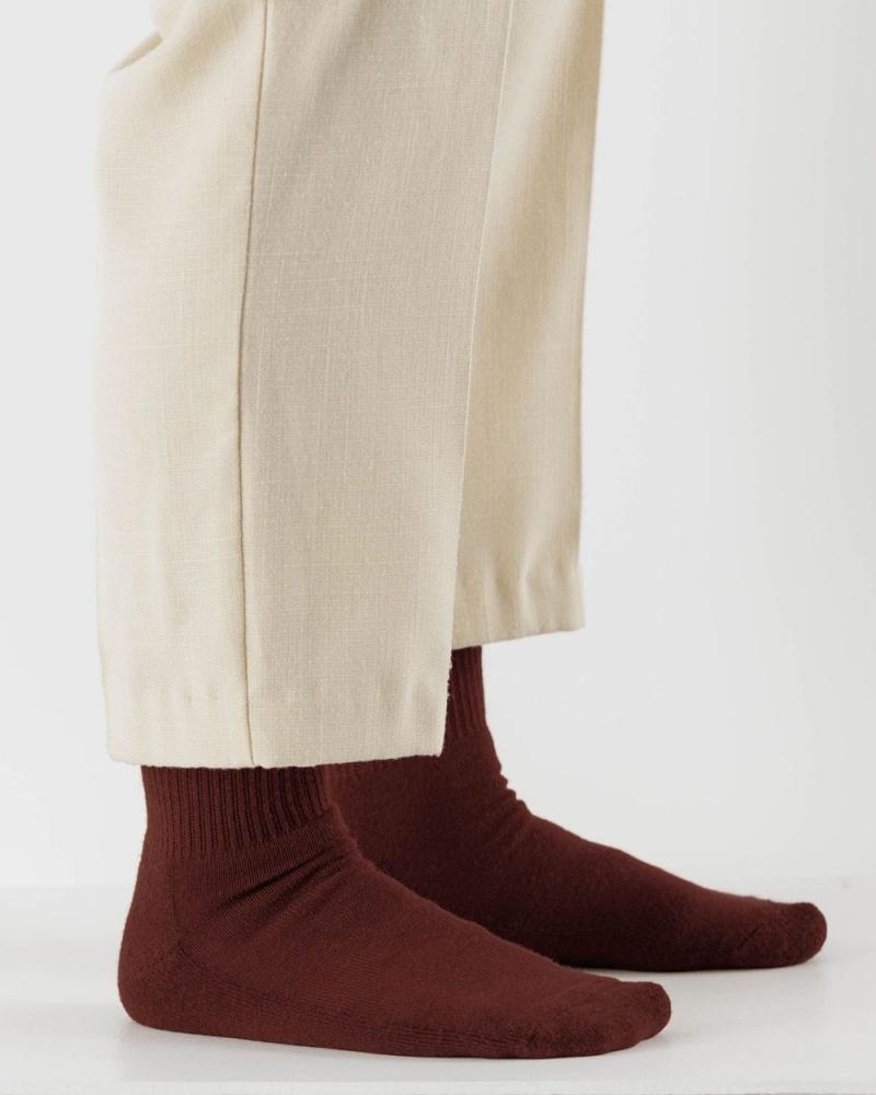 Baggu Ribbed Socks Burgundy | 4607-KGWJH