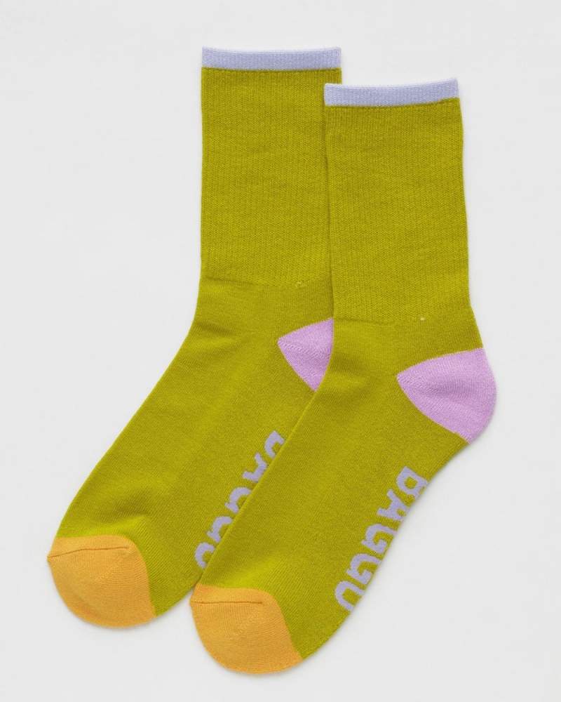 Baggu Ribbed Socks Green | 1523-HAPTK