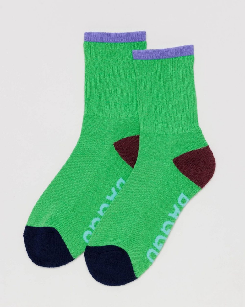 Baggu Ribbed Socks Green | 7163-QYKDG