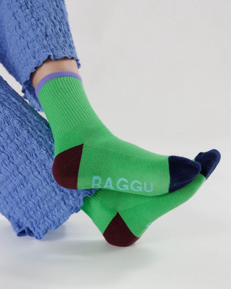 Baggu Ribbed Socks Green | 7163-QYKDG