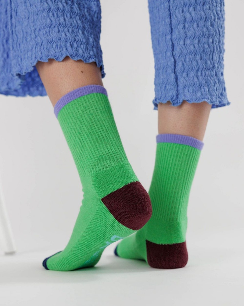 Baggu Ribbed Socks Green | 7163-QYKDG