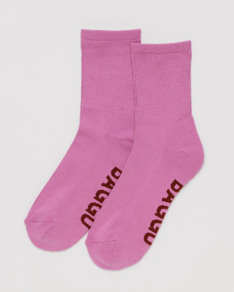 Baggu Ribbed Socks Pink | 3425-WVGKD