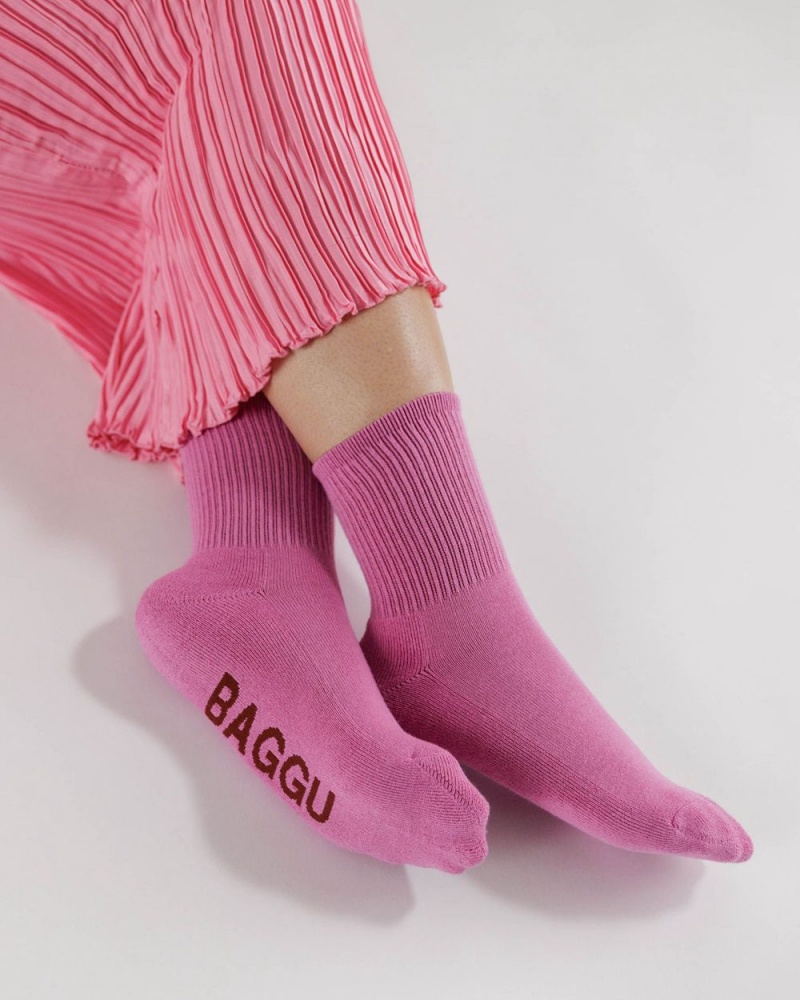 Baggu Ribbed Socks Pink | 3425-WVGKD