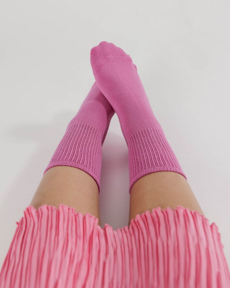 Baggu Ribbed Socks Pink | 3425-WVGKD