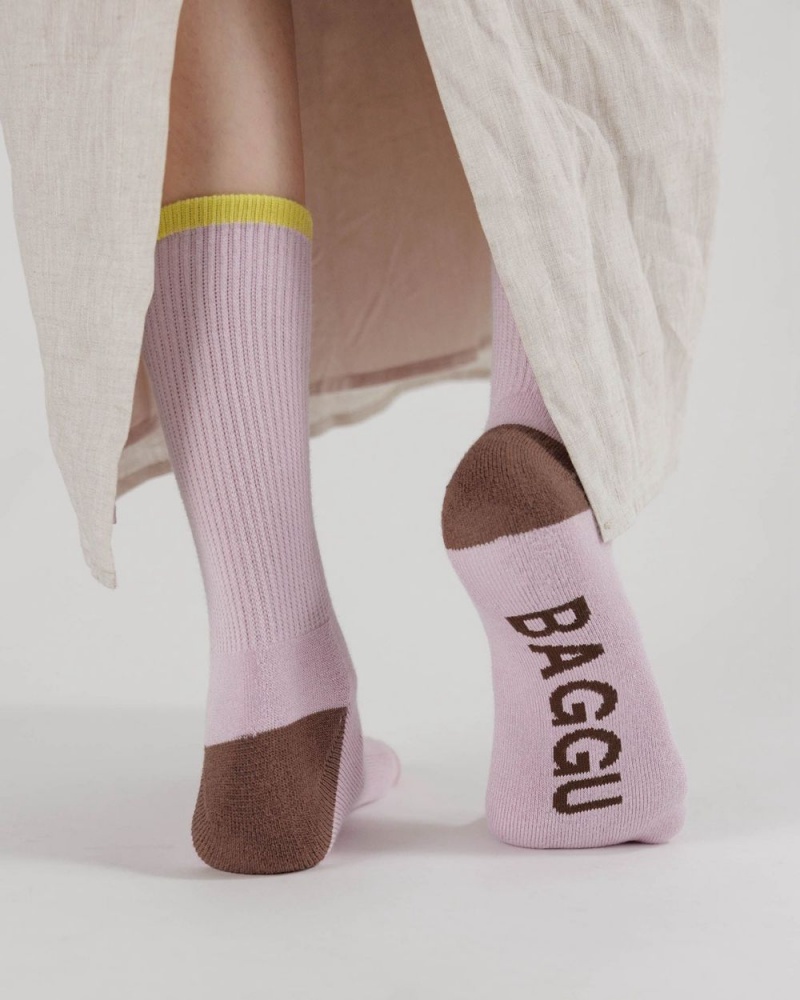 Baggu Ribbed Socks Pink | 8967-UKTYS